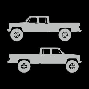 Conjunto de 2 adesivos com silhueta de carro para caminhonete Chevrolet C30 Dually Classic C10 de 3ª geração Light Grey