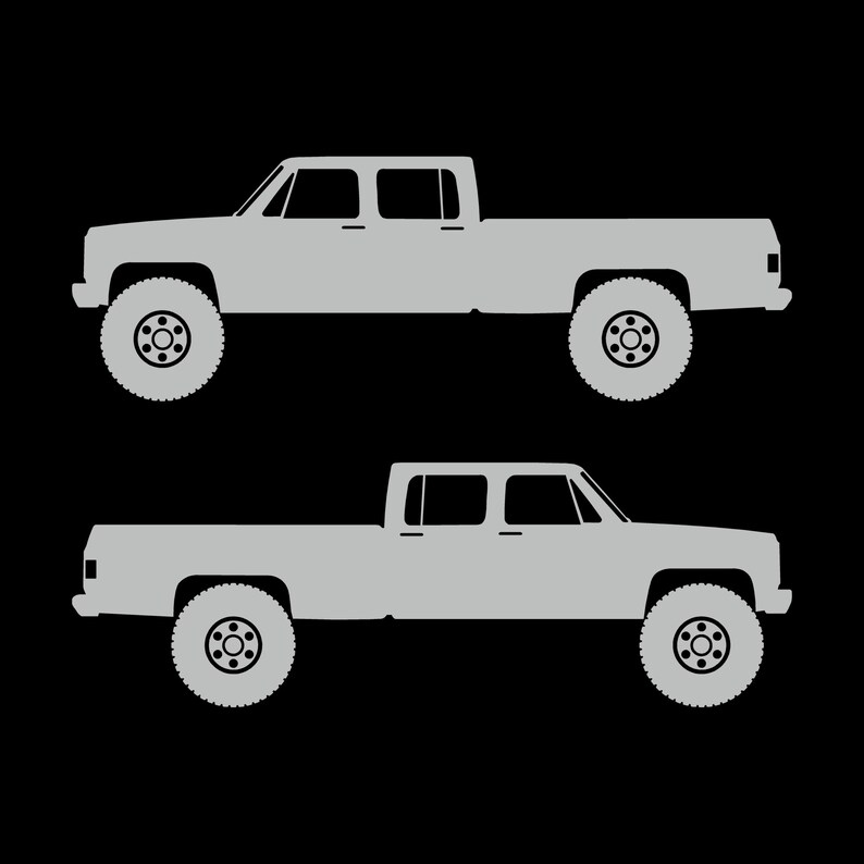 Conjunto de 2 adesivos com silhueta de carro para caminhonete Chevrolet C30 Dually Classic C10 de 3ª geração Light Grey