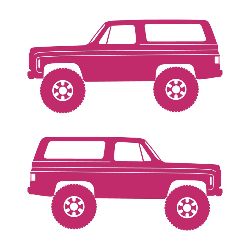 Set Of 2 Lifted Car Silhouette Decal Stickers For Chevrolet K5 Blazer Pink