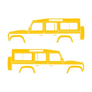 Juego de 2 pegatinas con silueta de coche para Land Rover Defender 110 Classic Wagon Amarillo