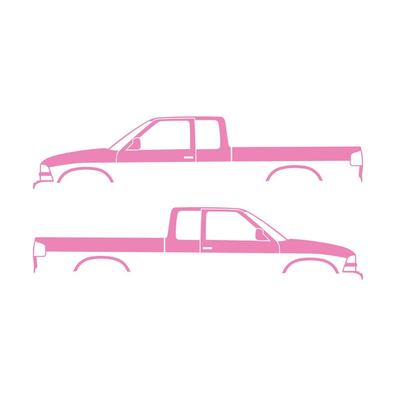 Set di 2 adesivi a forma di silhouette per auto per Chevy S10 Later Soft Pink