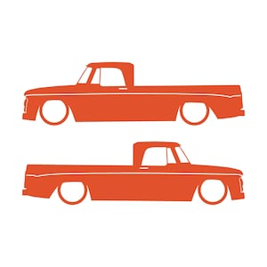Set Of 2 Car Silhouette Decal Stickers For 1961-65 Dodge D100 Sweptline Long Bed 1st Gen Orange