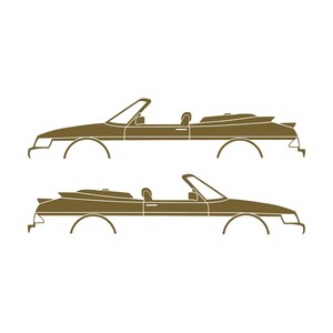 Set med 2 silhuettdekaler för Saab 900 1:a generationens cabriolet Guld