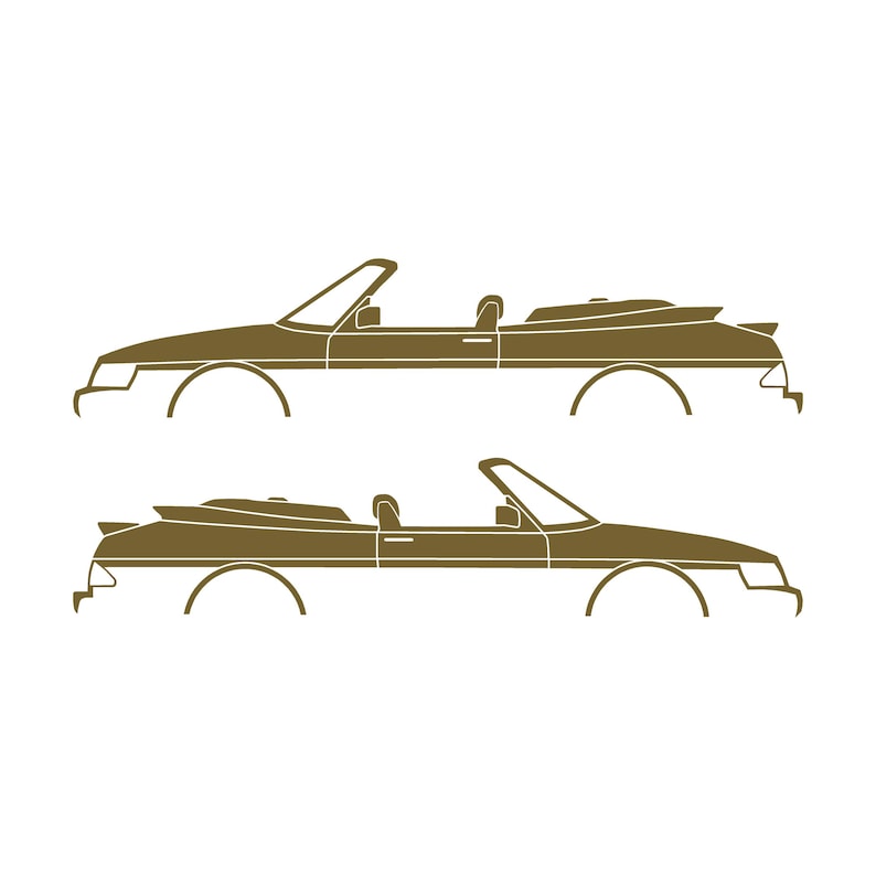 Set med 2 silhuettdekaler för Saab 900 1:a generationens cabriolet Guld