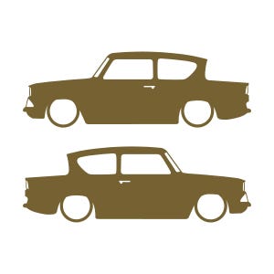 Lot de 2 autocollants silhouette de voiture pour Ford Anglia 105e Or
