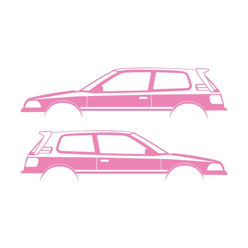 Set Of 2 Car Silhouette Decal Stickers For Toyota Corolla AE92 Hatch GTI FX16 Hatchback Soft Pink