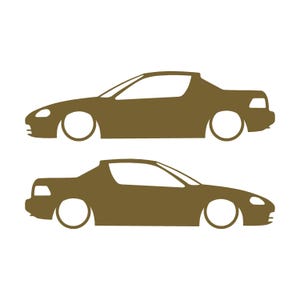 Set Of 2 Lowered Car Silhouette Decal Stickers For Honda Del Sol 1992-98 VTi Gold