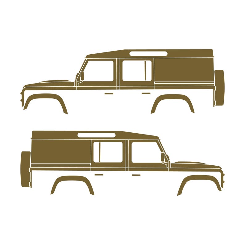 Lot de 2 autocollants silhouette de voiture pour Land Rover Defender 110 Utility Classic Or