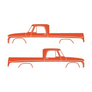 Set Of 2 Car Silhouette Decal Stickers For Dodge D100 1st Gen Short Bed Sweptline Orange