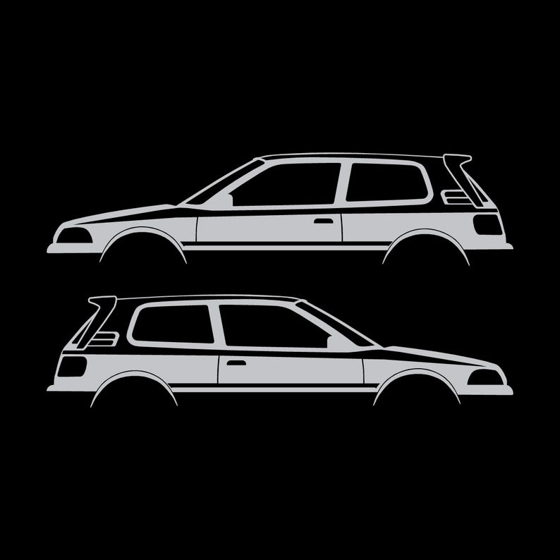Set Of 2 Car Silhouette Decal Stickers For Toyota Corolla AE92 Hatch GTI FX16 Hatchback Silver