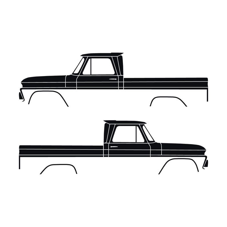 Set van 2 autosilhouet-stickers voor Chevrolet C10 1e generatie korte laadbak 1964-66 Zwart