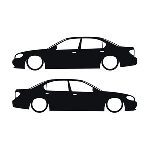 Set Of 2 Lowered Car Silhouette Decal Stickers For Nissan Cefiro A33 1998-2004 Black
