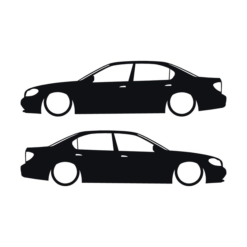 Set Of 2 Lowered Car Silhouette Decal Stickers For Nissan Cefiro A33 1998-2004 Black