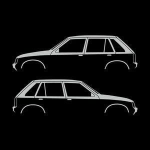 オペル・コルサA、ボクスホール・ノヴァ5ドアハッチバック用カーシルエットデカールステッカー2枚セット Light Grey