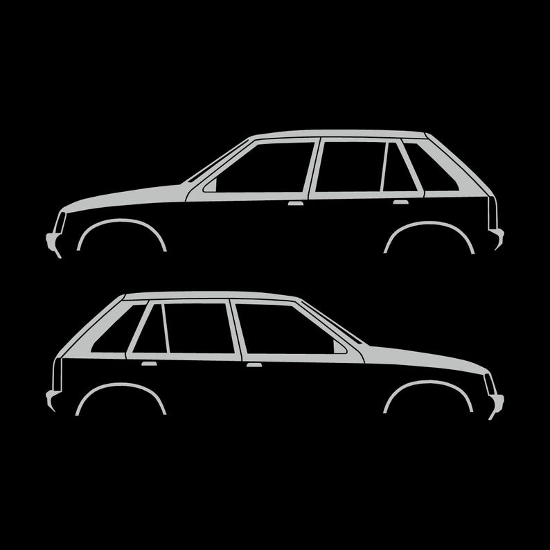 オペル・コルサA、ボクスホール・ノヴァ5ドアハッチバック用カーシルエットデカールステッカー2枚セット Light Grey