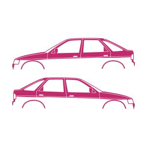 Set Of 2 Car Silhouette Decal Stickers For Ford Escort Mk5 5-door Hatchback Pink