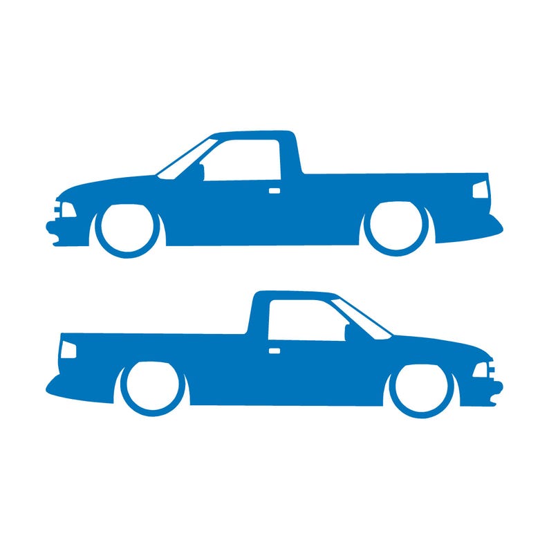 Set Of 2 Lowered Car Silhouette Decal Stickers For Chevrolet S10 2nd Gen Single Cab 1994-97 Sky Blue