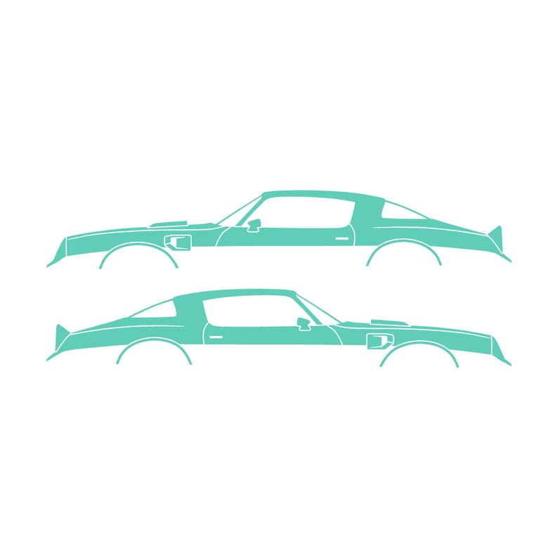 Set Of 2 Car Silhouette Decal Stickers For Pontiac Firebird Trans Am 2nd Gen 1977-78 Mint