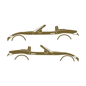 Set Of 2 Lowered Car Silhouette Decal Stickers For Mazda Miata MX5 ND Gold