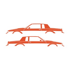 Set Of 2 Lowered Car Silhouette Decal Stickers For Buick Grand National Orange