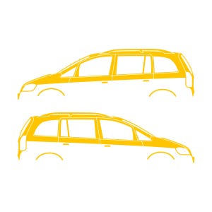 Set Of 2 Car Silhouette Decal Stickers For Vauxhall Opel Zafira A Mk1 Yellow