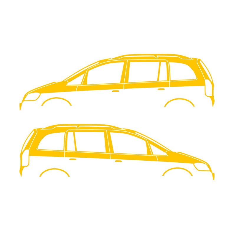 Set Of 2 Car Silhouette Decal Stickers For Vauxhall Opel Zafira A Mk1 Yellow