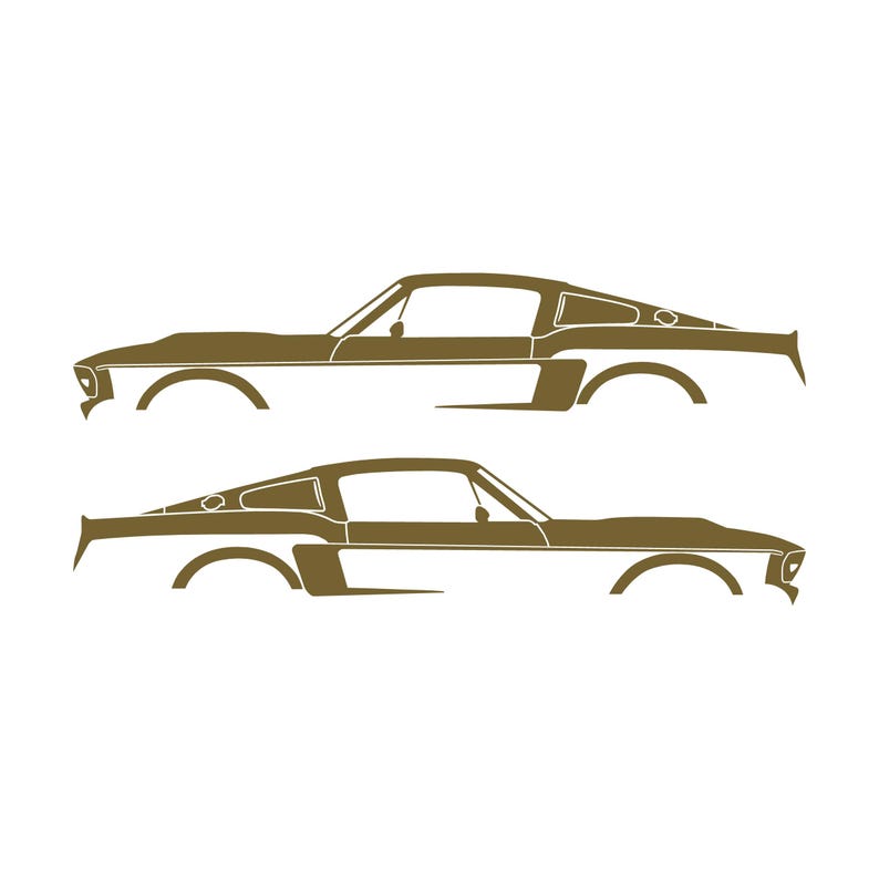 Set van 2 autosilhouet-stickers voor Ford Mustang Shelby GT500 E Goud