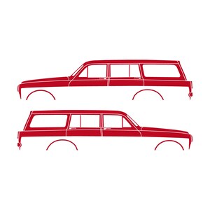 Juego de 2 pegatinas con silueta de coche para Volvo Amazon 122 Wagon Rojo