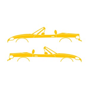 Set Of 2 Lowered Car Silhouette Decal Stickers For Mazda Miata MX5 NB Yellow