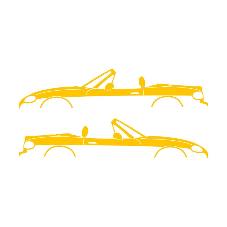Set Of 2 Lowered Car Silhouette Decal Stickers For Mazda Miata MX5 NB Yellow