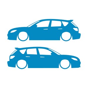 Set di 2 adesivi con silhouette di auto ribassate per Mazda 3 BK 1a generazione Mazdaspeed3 MPS Light Blue