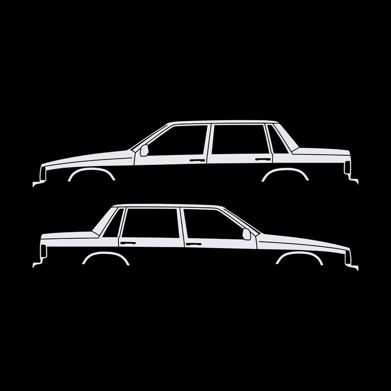 Set Of 2 Car Silhouette Decal Stickers For Volvo 744 Sedan image 3
