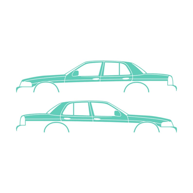 Juego de 2 pegatinas con silueta de coche para Ford Crown Victoria de 2.ª generación Mint