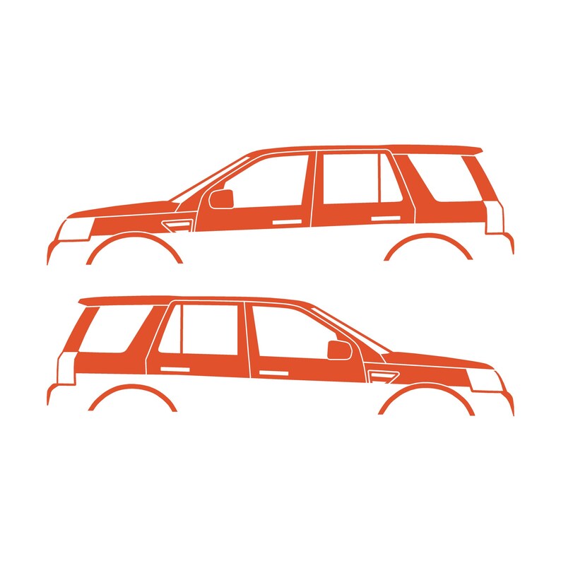 Set Of 2 Car Silhouette Decal Stickers For Land Rover Freelander 1 3-door Hatchback Orange