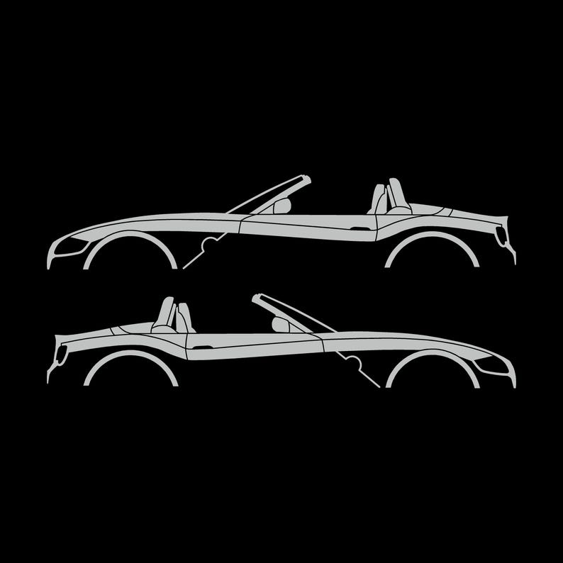 Set Of 2 Car Silhouette Decal Stickers For BMW Z4 E85 2002-09 Roadster Light Grey