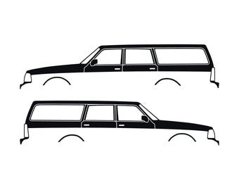 Juego de 2 pegatinas con silueta de coche para Volvo 245 Wagon