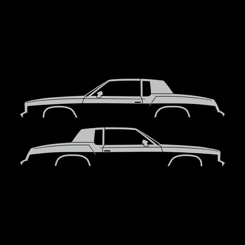 Set mit 2 Auto-Silhouette-Aufklebern für Oldsmobile Cutlass Supreme 4. Generation 1978-80 Coupé Light Grey