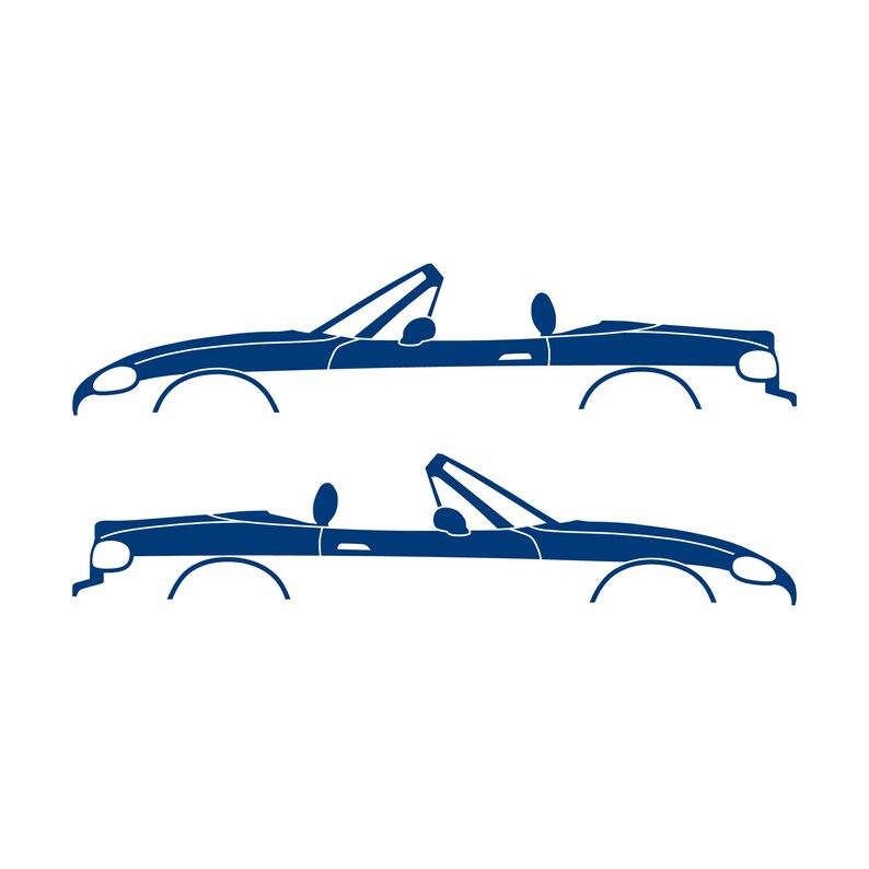 Set Of 2 Lowered Car Silhouette Decal Stickers For Mazda Miata MX5 NB Blue