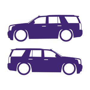 Set med 2 sänkta silhuettdekaler för GMC Yukon 4:e generationens SLT 2015-20 Lila