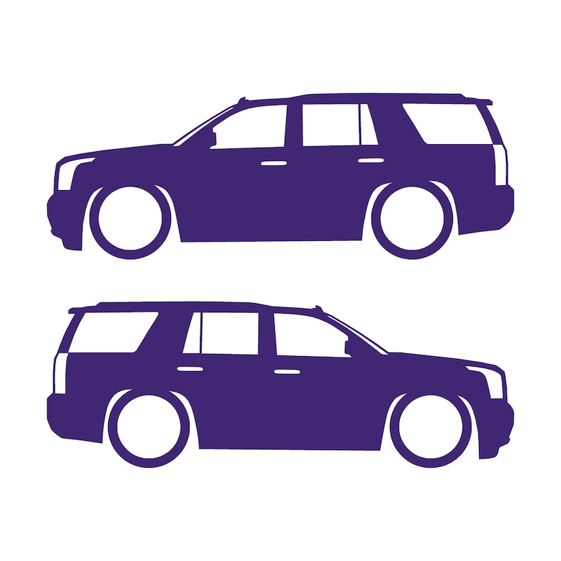 Set med 2 sänkta silhuettdekaler för GMC Yukon 4:e generationens SLT 2015-20 Lila