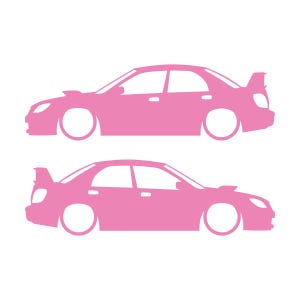 Set Of 2 Car Silhouette Decal Stickers For Subaru Impreza WRX STI 2nd Gen Hawk Eye Soft Pink