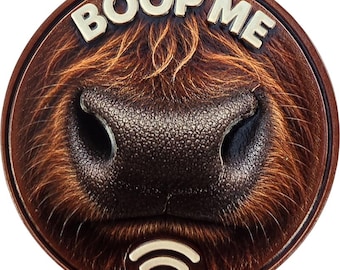 Highland Cow Nose Boop Me WiFi Fridge Magnet Easy Programmable Tap to Connect WiFi NFC Token