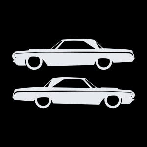Set Of 2 Car Silhouette Decal Stickers For 1964 Dodge Polara Max Wedge 2-door Hardtop Coupe White