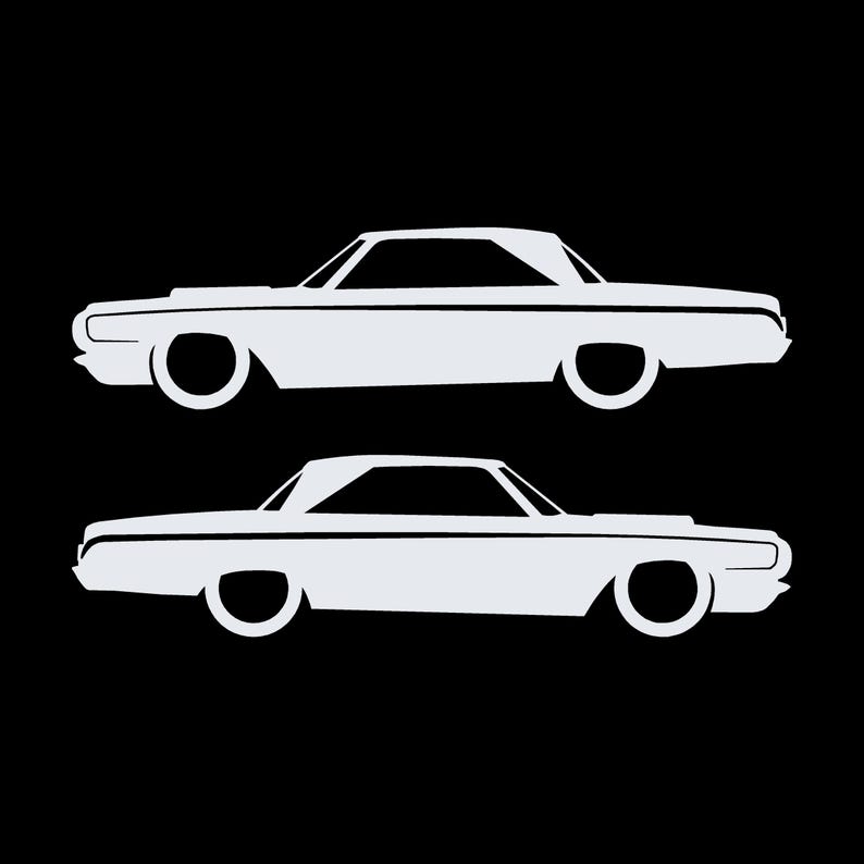 Set Of 2 Car Silhouette Decal Stickers For 1964 Dodge Polara Max Wedge 2-door Hardtop Coupe White
