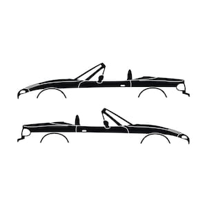 Set Of 2 Lowered Car Silhouette Decal Stickers For Mazda Miata MX5 NA Black