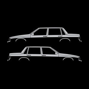 Set Of 2 Car Silhouette Decal Stickers For Volvo 744 Sedan Silver