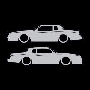 Set Of 2 Car Silhouette Decal Stickers For Chevrolet Monte Carlo SS 4th Gen Outline Coupe Silver