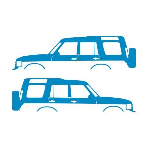 Set mit 2 Auto-Silhouette-Aufklebern für Land Rover Discovery Classic S2 Light Blue