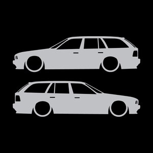 Set med 2 silhuettdekaler för BMW E34 5-serie Touring Silver