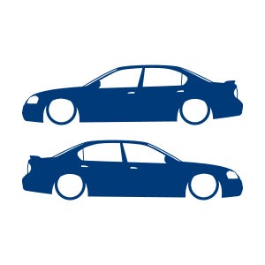 Juego de 2 pegatinas decorativas con silueta de coche rebajado para Nissan Maxima de 5ª generación. Azul